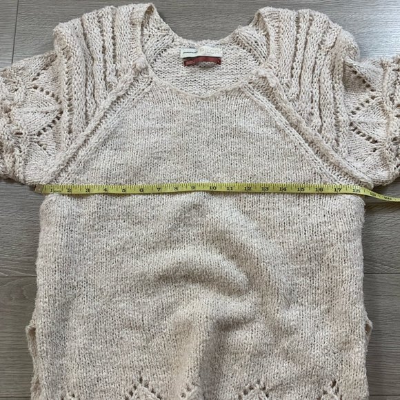 ANTHROPOLOGIE Pilcro Luna Pointelle Sweater Cream - Picture 13 of 14